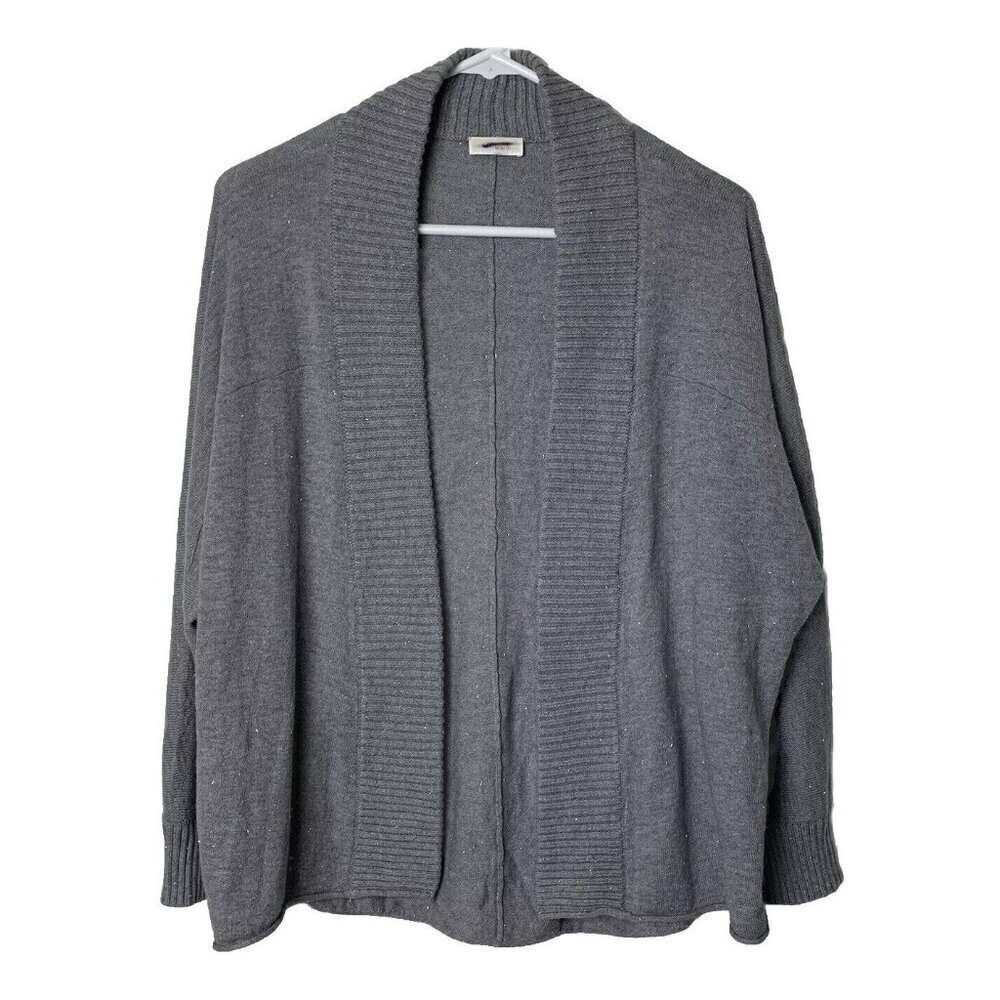 Chico's Women's Sweater Open Cardigan Size Small Gray Metallic Knit